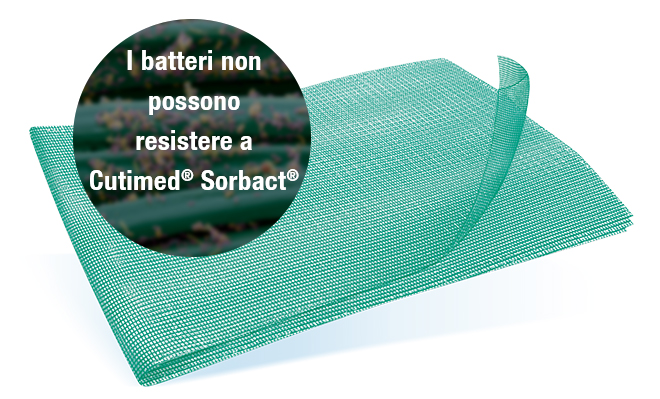 Immagine di una medicazione Cutimed® Sorbact®. Immagine di una medicazione Cutimed® Sorbact®.